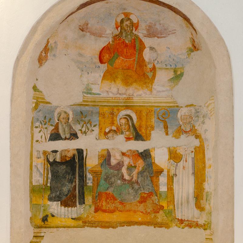 Madonna in trono col Bambino, tra i santi Antonio abate e Agostino